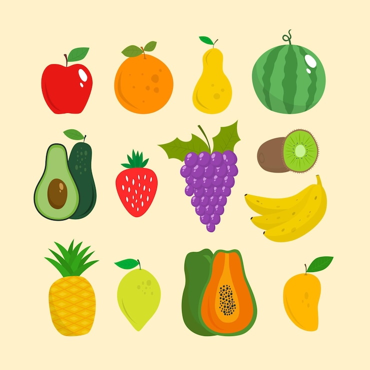 Vector gratuito colección de fruta dibujada a mano