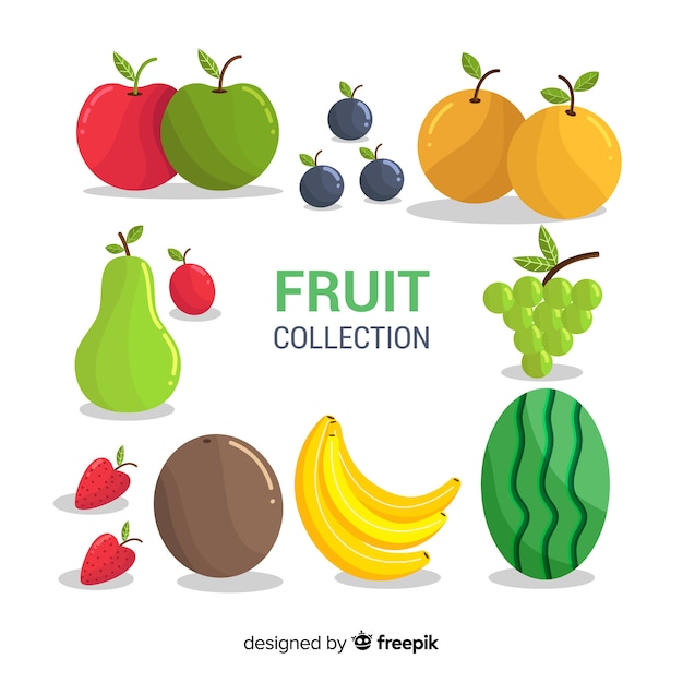 Colección de fruta fresca con diseño plano