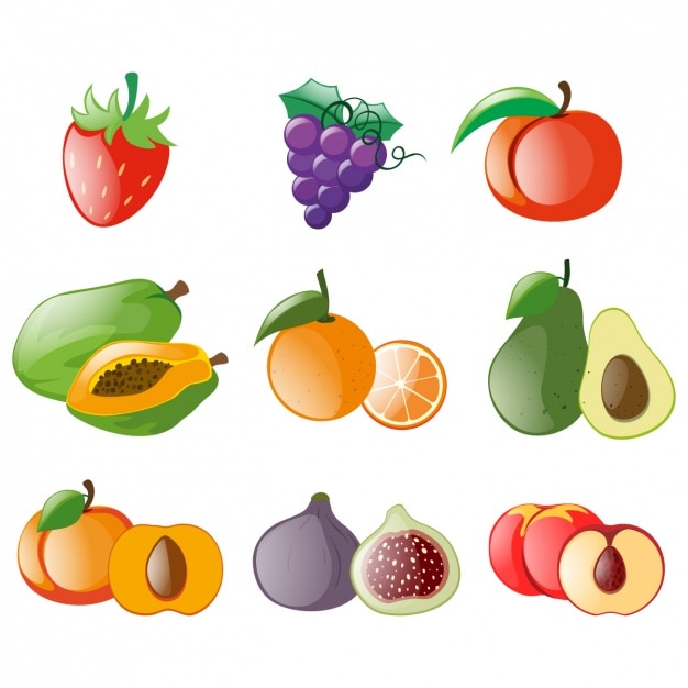 Vector gratuito colección de frutas a color