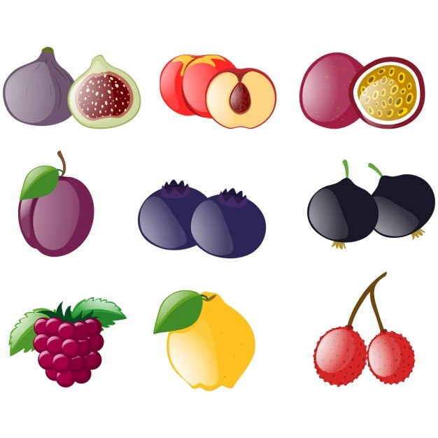 Colección de frutas a color