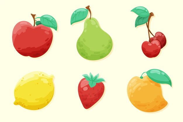 Colección de frutas dibujadas a mano