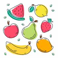 Vector gratuito colección de frutas dibujadas a mano