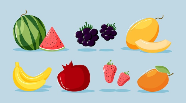 Vector gratuito colección de frutas dibujadas a mano