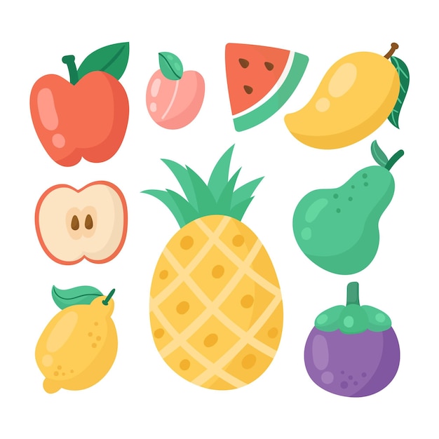 Vector gratuito colección de frutas dibujadas a mano