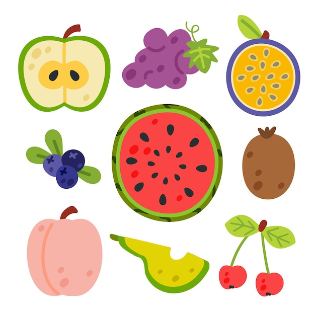 Vector gratuito colección de frutas dibujadas a mano