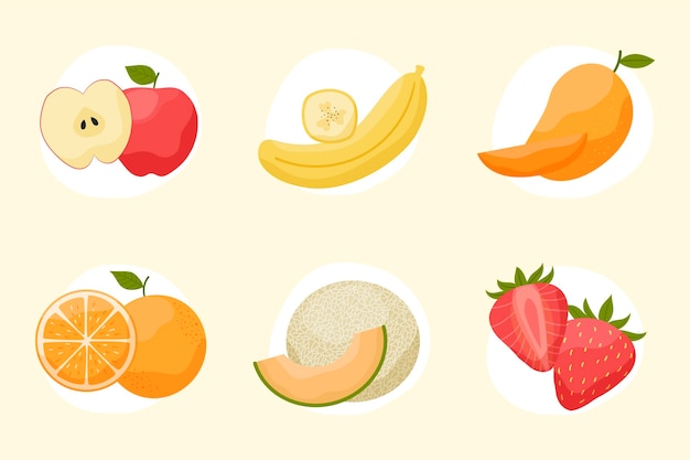 Vector gratuito colección de frutas dibujadas a mano