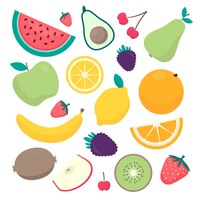 Vector gratuito colección de frutas de diseño plano