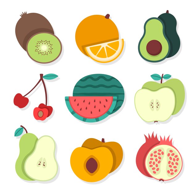 Colección de frutas de diseño plano