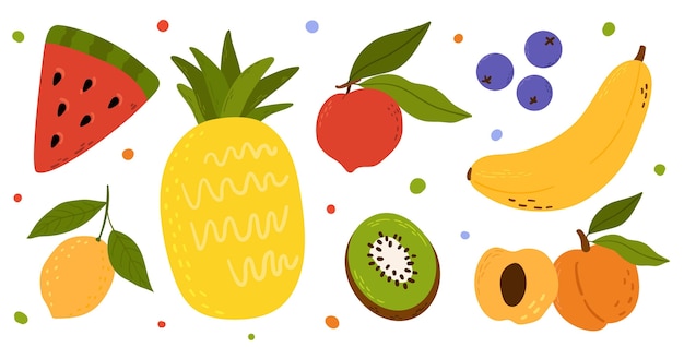 Vector gratuito colección frutas ilustración dibujada a mano