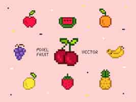 Vector gratuito colección de frutas mixtas pixeladas