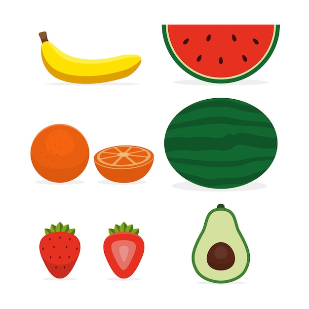 Vector gratuito colección de frutas planas