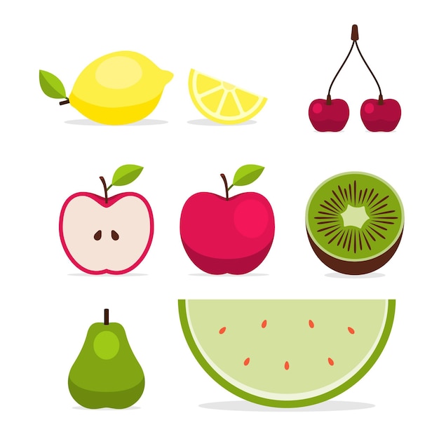 Vector gratuito colección de frutas planas