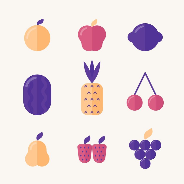 Vector gratuito colección de frutas planas