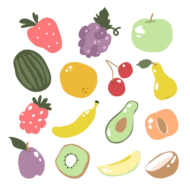 Vector gratuito colección de frutas planas