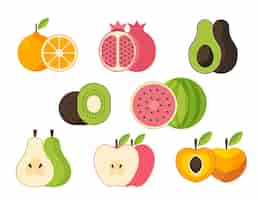 Vector gratuito colección de frutas planas