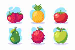 Vector gratuito colección de frutas planas