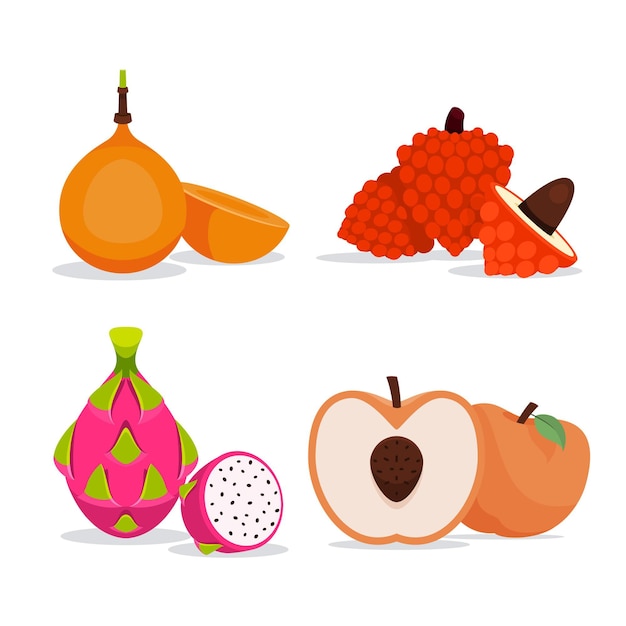 Vector gratuito colección de frutas planas