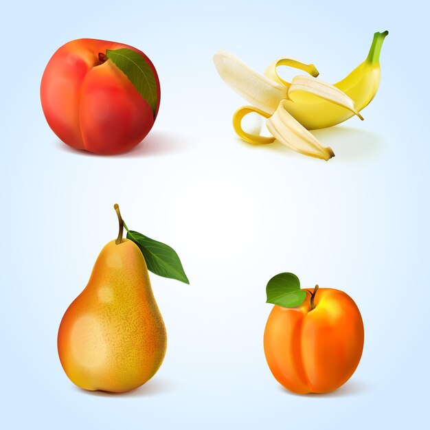 Colección de frutas realistas