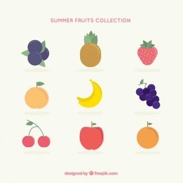 Vector gratuito colección de frutas de verano