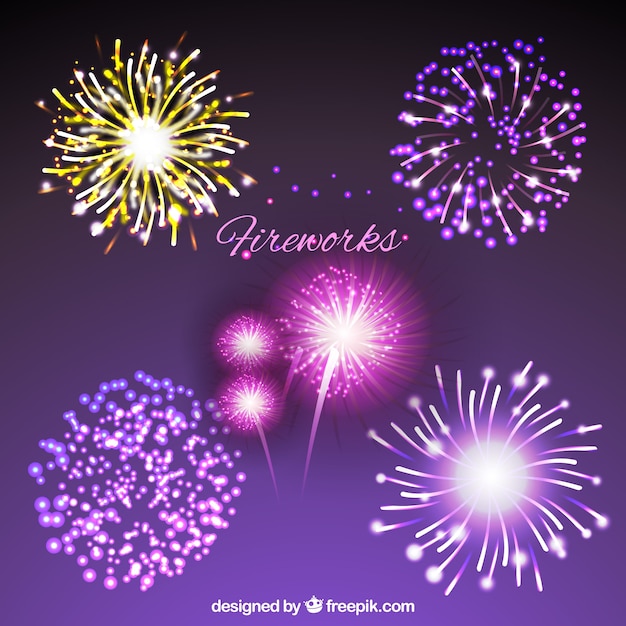 Colección de fuegos artificiales brillantes