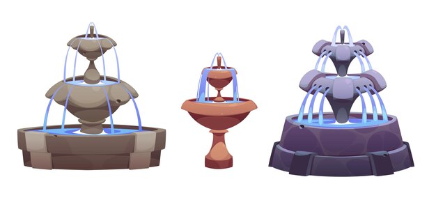 Colección de fuentes de agua de dibujos animados
