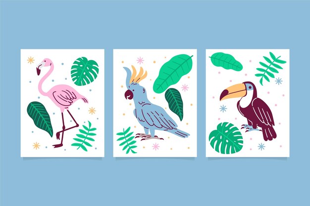 Colección de fundas de animales salvajes dibujados a mano.