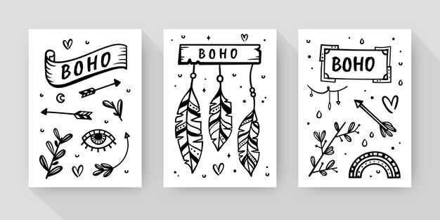 Colección de fundas boho dibujadas a mano