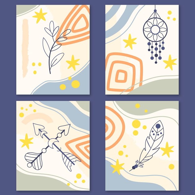 Colección de fundas boho dibujadas a mano