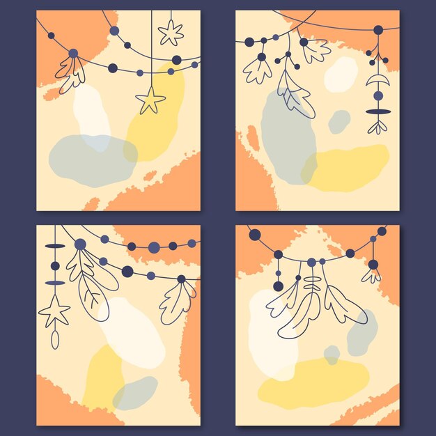 Colección de fundas boho dibujadas a mano