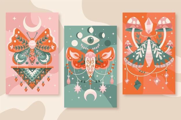 Colección de fundas boho dibujadas a mano