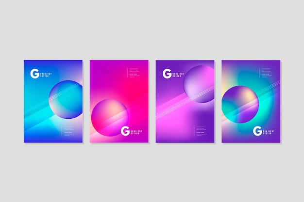 Colección de fundas coloridas abstractas con esferas