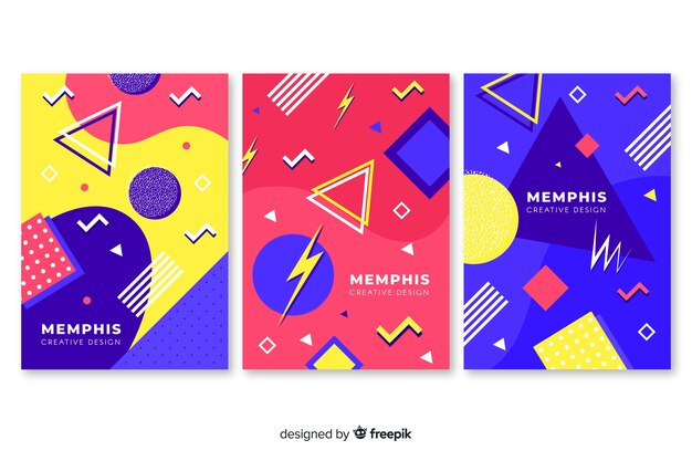 Colección de fundas coloridas de memphis