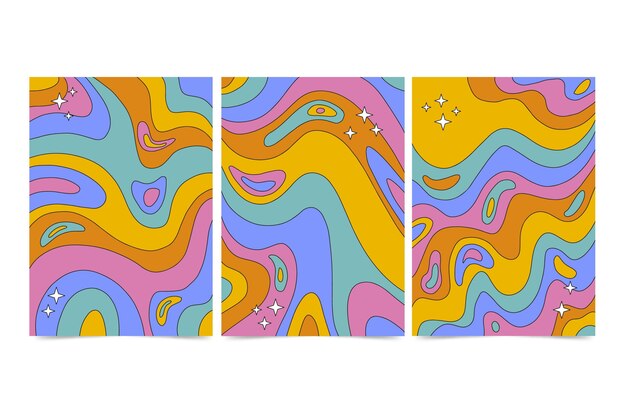 Colección de fundas psicodélicas maravillosas dibujadas a mano