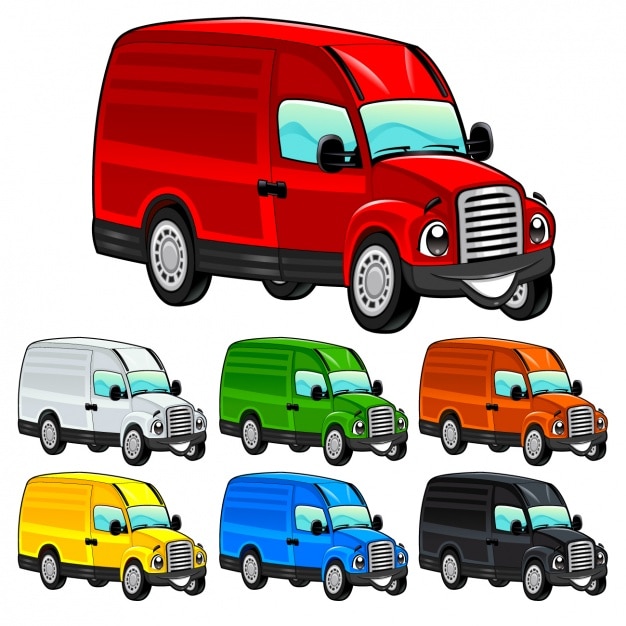 Vector gratuito colección de furgonetas a color