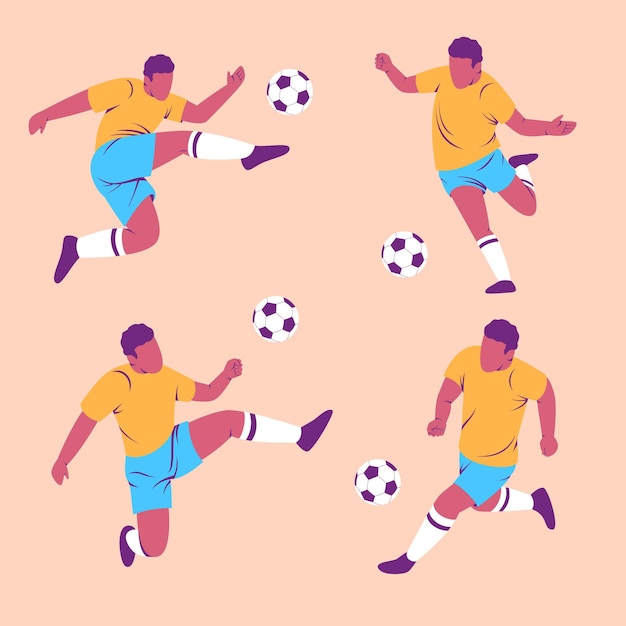 Vector gratuito colección de futbolistas planos