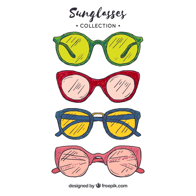 Vector gratuito colección de gafas de sol coloridas y modernas