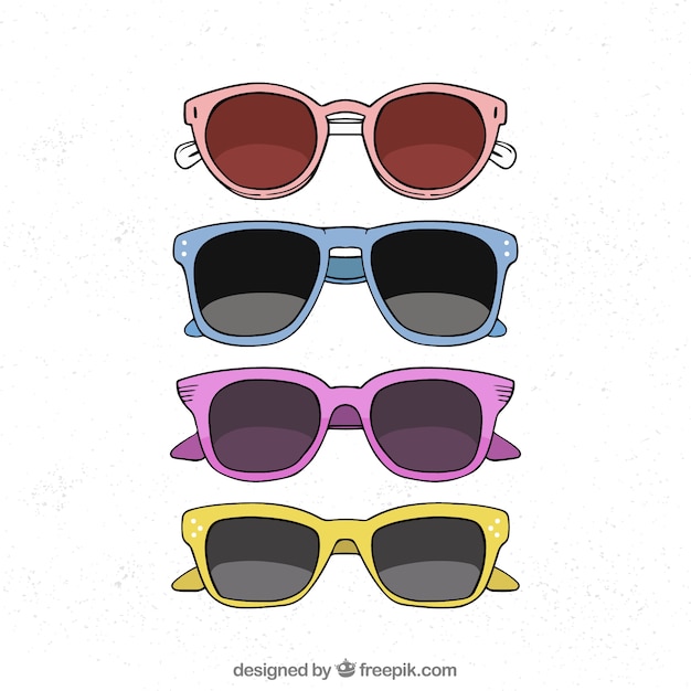 Vector gratuito colección de gafas de sol coloridas y modernas