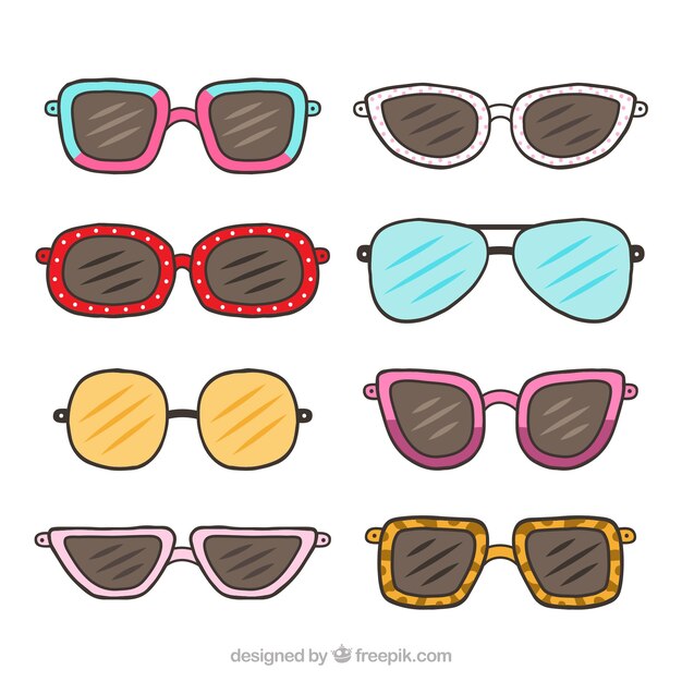 Colección de gafas de sol coloridas y modernas