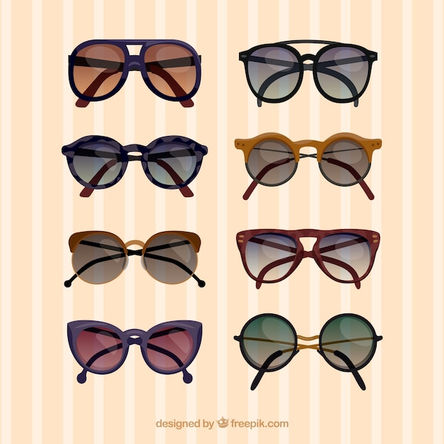 Colección de gafas de sol coloridas y modernas