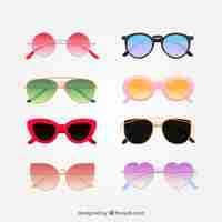 Vector gratuito colección de gafas de sol coloridas y modernas