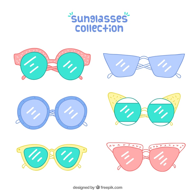 Vector gratuito colección de gafas de sol coloridas y modernas