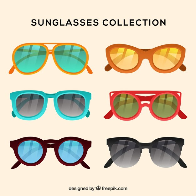 Colección de gafas de sol modernas en estilo plano