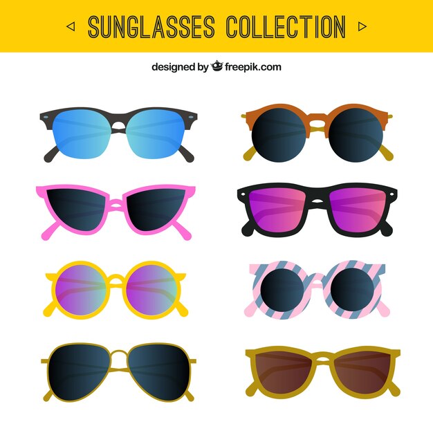 Colección de gafas de sol modernas en estilo plano