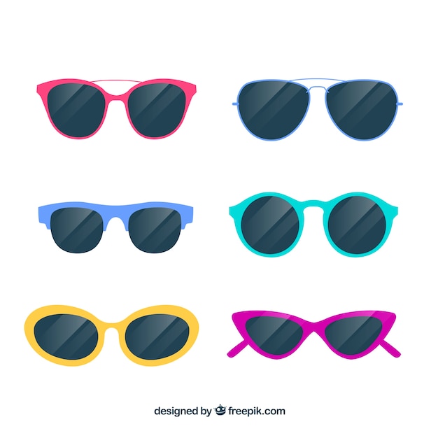 Vector gratuito colección de gafas de sol modernas en estilo plano