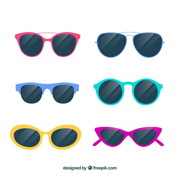 Colección de gafas de sol modernas en estilo plano