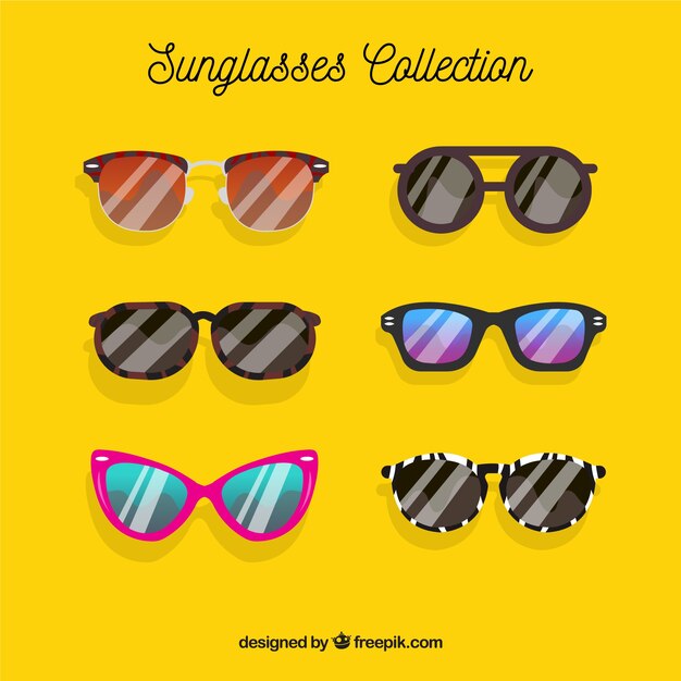 Colección de gafas de sol modernas en estilo plano