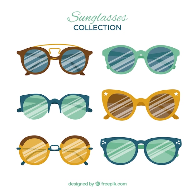 Vector gratuito colección de gafas de sol modernas en estilo plano