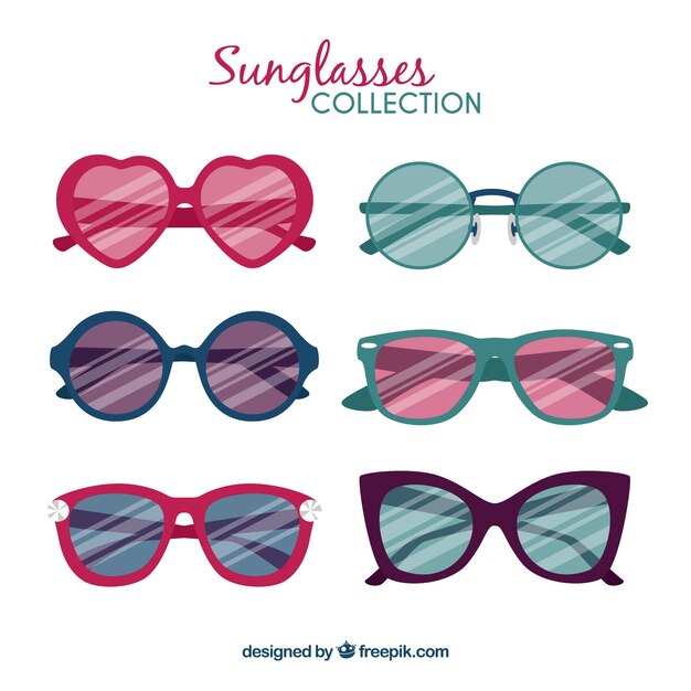 Colección de gafas de sol modernas en estilo plano