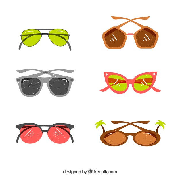 Colección de gafas de sol modernas en estilo plano