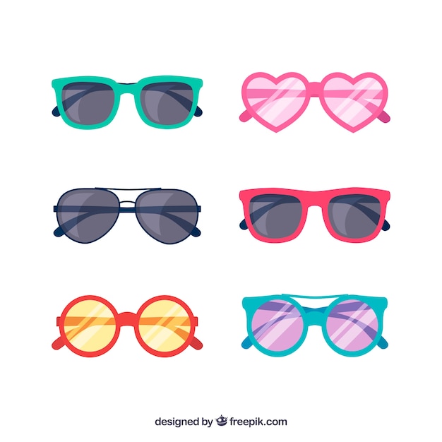 Colección de gafas de sol modernas en estilo plano